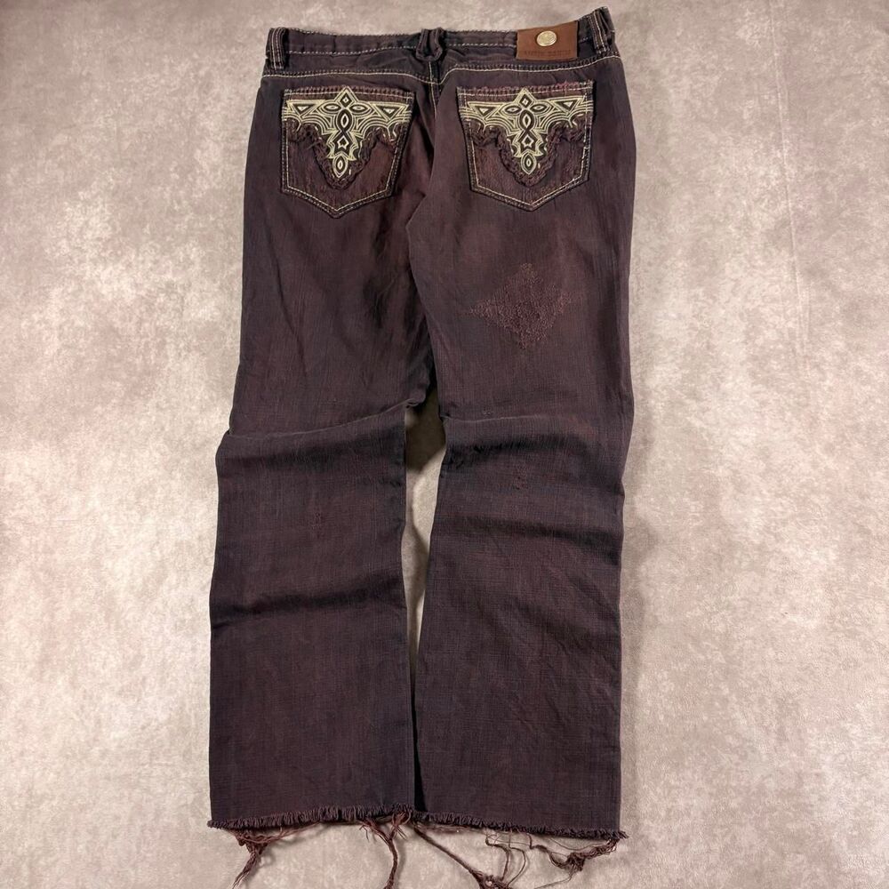 vintage y2k antik purple denim distressed button fly jeans